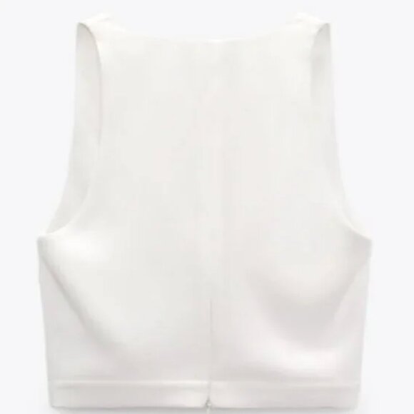 ZARA White Minimalist Cowl Neck Blouse Top Size L - Picture 10 of 11